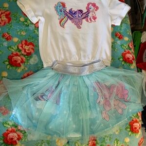 My Little Pony White Top with Aqua Tutu Skort Set
